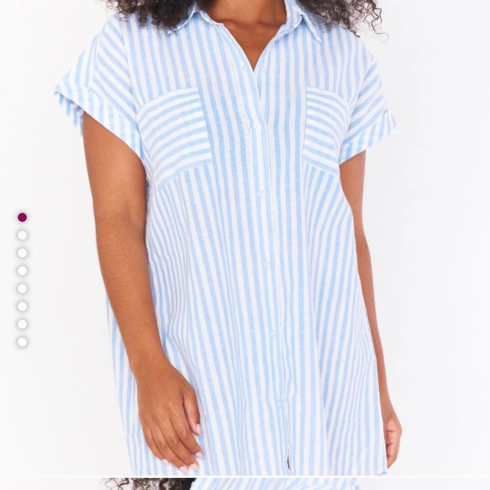 Show Me Your Mumu blue and White Striped Shirt Dress